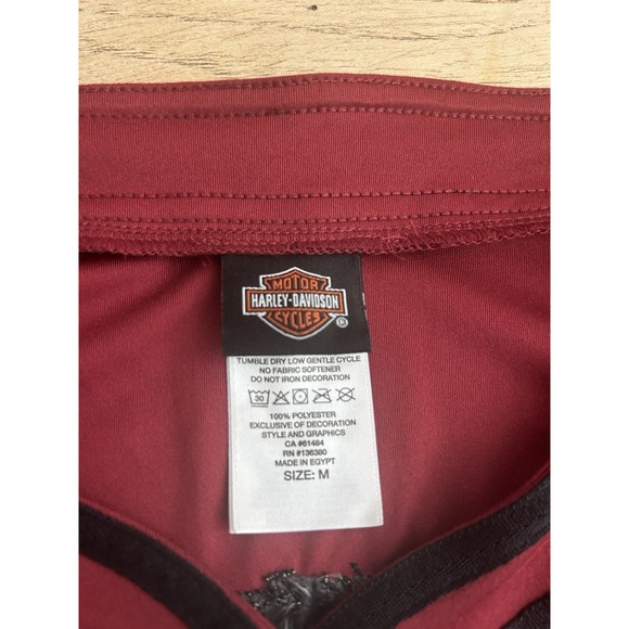 Harley Davidson T-Shirt Women's Medium Ringer Tee Columbia SC Red Henley - Picture 8 of 9